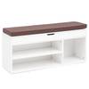 Panca con vano per scarpe Saal Tessuto / Tessuto strutturato - Marrone / Bianco - Bianco / Marrone