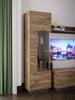 Credenza con vetrina Jumapo Effetto rovere / Grigio