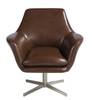 Fauteuil pivotant en cuir et acier poli Marron - Cuir véritable - Textile - 82 x 85 x 74 cm