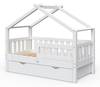 Lit gigogne cabane Design 140x70cm blanc Blanc - En partie en bois massif - 77 x 127 x 147 cm