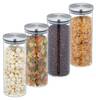Lot de 4 bocaux en verre de 1,3 l Argenté - Verre - Métal - Matière plastique - 10 x 22 x 10 cm