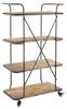 Étagère roulante HWC-D97 Noir - Marron - Métal - En partie en bois massif - 67 x 116 x 34 cm