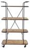 Étagère roulante HWC-D97 Noir - Marron - Métal - En partie en bois massif - 67 x 116 x 34 cm