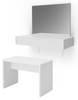 Coiffeuse murale Alessia avec banc Blanc - En partie en bois massif - 90 x 14 x 42 cm