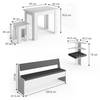 Ensemble de bancs Roman 210x210cm Gris - En partie en bois massif - 166 x 80 x 60 cm