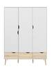 Kleiderschrank Napoli Weiß - Holz teilmassiv - 147 x 200 x 58 cm