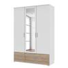 Drehtürenschrank Rasant-Extra I Alpinweiß / Eiche Sanremo Dekor - Breite: 127 cm - Mit Spiegeltür/-en