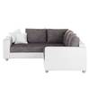 Canapé d'angle Dublin I (convertible) Imitation cuir / Tissu structuré - Blanc / Gris - Largeur : 254 cm
