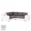 Canapé d'angle Dublin I (convertible) Imitation cuir / Tissu structuré - Blanc / Gris - Largeur : 254 cm