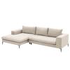 Hoekbank STREAKY BAY met chaise longue microvezel - Geweven stof Caya: Beige - Longchair vooraanzicht links - Zonder slaapfunctie - Zonder hocker