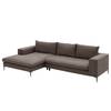 Ecksofa STREAKY BAY mit Longchair Webstoff Caya: Braun - Longchair davorstehend links - Ohne Schlaffunktion - Ohne Hocker