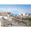 Gartensofa Paterna (3-Sitzer) Webstoff / Teakholz massiv - Hellbeige / Sandgrau
