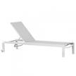 Chaise longue réglable aluminium - MOLI Blanc - Textile - 200 x 32 x 75 cm