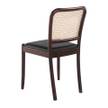 Chaise en simili cuir et rotin Marron - Noir - Rotin - Bois manufacturé - 48 x 84 x 50 cm