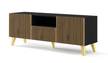 Meuble TV RavennaP 150x42x56 Noir - Beige - Doré
