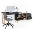 Bureau Neptune XXL anthracite/sonoma Gris - En partie en bois massif - 138 x 77 x 60 cm