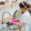Abtropfgestell mit Besteckkorb in Rot Abtropfgestell mit Besteckkorb in Rot