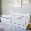 Kinderbett Erik Jugendbett 80x180 mit Matratze Rausfallschutz & Schublade, Couch Bett umbaubar weiß