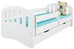 Kinderbett Joy Kinderbett 180x80 mit Matratze, Schublade, Rausfallschutz & Lattenrost in weiß - Weiß - Tiefe: 180 cm