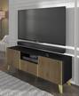 Meuble TV RavennaP 150x42x56 Noir - Beige - Doré
