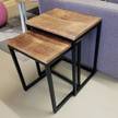 Satztisch Set 2 Stück Dallas Holz Metall Eiche - Schwarz