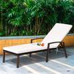 Sonnenliege Rattan Weiß - Rattan - 61 x 96 x 193 cm