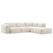 Ecksofa HUDSON 3-Sitzer mit Recamiere Webstoff Saia: Beige - Longchair davorstehend rechts