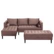 Ecksofa LAONA Samt Pauno: Mauve - Longchair davorstehend links - Mit Hocker