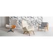 Fauteuil HEPBURN met kruisvoet geweven stof/echt leer - Stof Saia / Leer Neka: Beige / Cognackleurig - Zwart