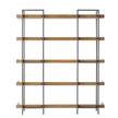 Boekenkast DHARAI - breedte 160 cm fineer van echt hout/metaal - eikenhout/zilverkleurig