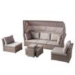 Set lounge Le Vaux (5 pezzi) Beige - Marrone - Rattan sintetico - Metallo - Tessile - 228 x 78 x 80 cm