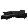 Canapé d'angle Waal II Microfibre - Noir - Méridienne longue à gauche (vue de face) - Avec fonction couchage