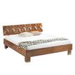 Letto in legno massello Yao Acacia massello / Metallo - Acacia / Oro