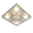LED-plafondlamp Chur II Kristalglas/roestvrij staal - 5 lichtbronnen