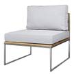 Loungegroep TEAKLINE 5-delig Massief teak/geweven stof - lichtgrijs/bruin - Heldergrijs