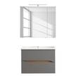 Salle de bain Tiberio III (2 éléments) Avec éclairage - Gris quartz mat / Imitation chêne Riviera