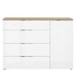 Kast Trend V glas - wit/Sonoma eikenhouten look
