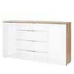 Sideboard Trend II Glas - Weiß / Eiche Sonoma Dekor