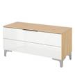 Garderobebank Shino glas - wit/eikenhouten look - Breedte: 90 cm