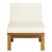 Loungebank LEXI 3-delig geweven stof/massief acaciahout - wolwit/bruin - Wol wit