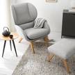 Fauteuil MAROLS Geweven stof Inze: Lichtgrijs - Lichte eikenhouten