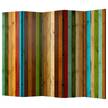 Paravent Wooden Rainbow II (5-teilig) Vlies / Kiefer - Mehrfarbig