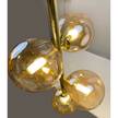 Hanglamp KJUL 5 lichtbronnen Glanzend goudkleurig metaal/Amberkleurig glas