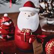 Kerstman Natale (3-delig) keramiek - wit/rood - Hoogte: 8 cm