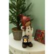 Decoratie Winterkind met Lantaarn Meisje aardewerk - wit/rood