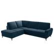 Canapé d’angle Chanly Microfibre - Microfibre Faria: Bleu marine - Méridienne longue à gauche (vue de face) - Sans fonction couchage