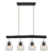 Hanglamp Mina IV Zwart - Metaal - Massief hout - 83 x 140 x 14 cm