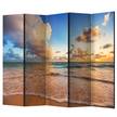 Kamerscherm Morning by the Sea vlies op massief hout  - meerdere kleuren - 5-delige set
