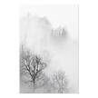 Afbeelding Trees In The Fog verwerkt hout & linnen - zwart-wit