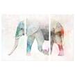 Afbeelding Painted Elephant (3-delig) verwerkt hout & linnen - meerdere kleuren - 90 x 60 cm